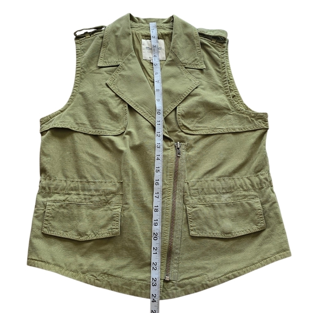 🔥Madewell Green Modern Safari Utility Vest, Asymmetrical Zip A5049, Size S - Picture 8 of 10
